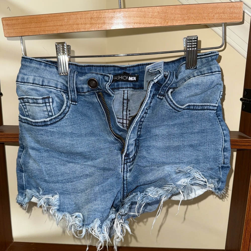 Fashion Nova Light Blue Distressed Denim Cutoff Shorts